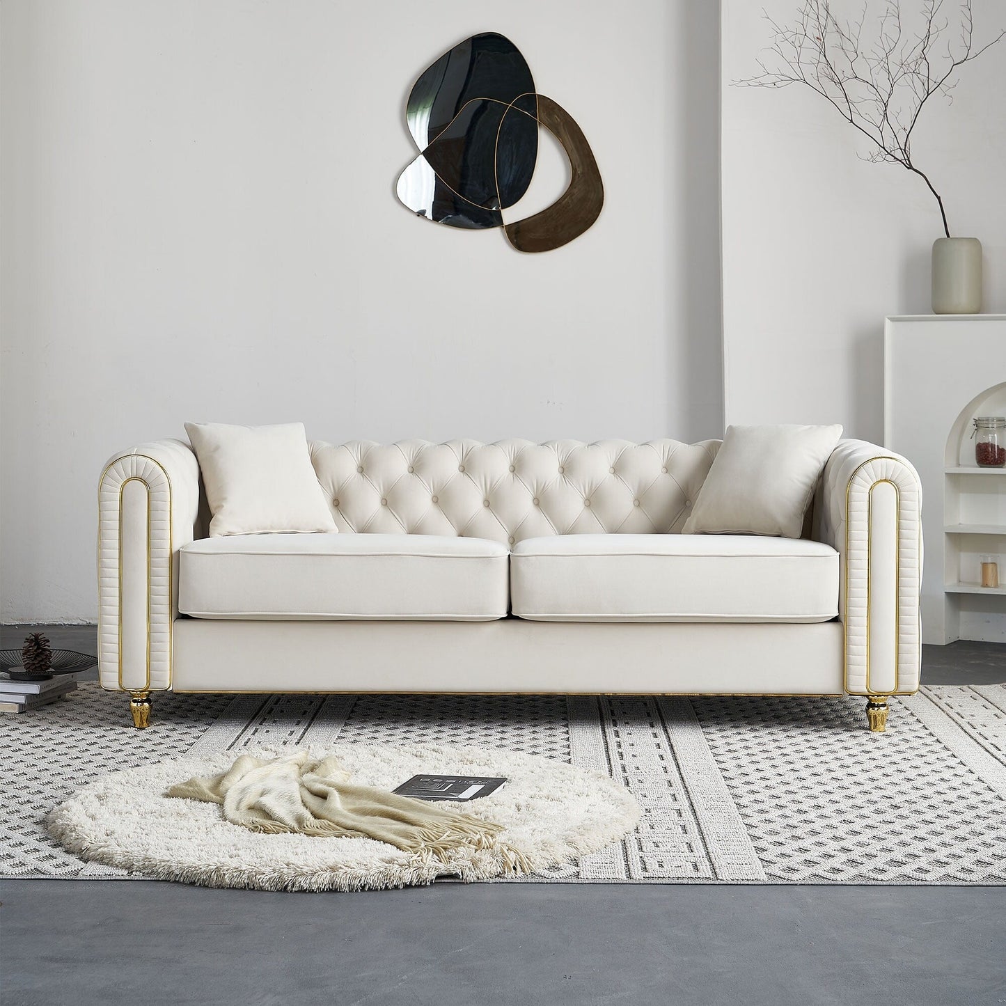 86'' W Luxury Modern Tufted Sofa with 2pcs of toss pillows for Living Room ,Bedroom