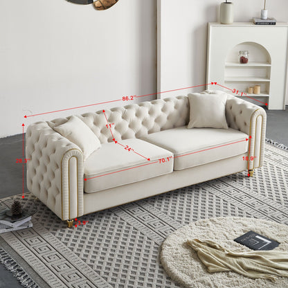 86'' W Luxury Modern Tufted Sofa with 2pcs of toss pillows for Living Room ,Bedroom
