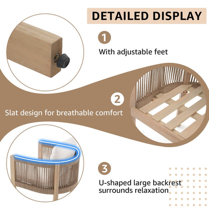 9 - Piece Wooden Outdoor Dining Set with Cushions