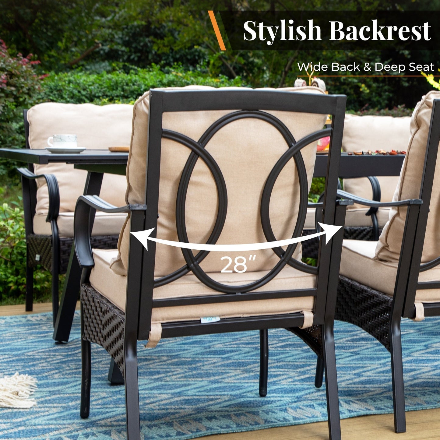MAISON ARTS 9/7-Piece Patio Dining Set with Rattan Swivel Chairs and a Expandable Dining Table