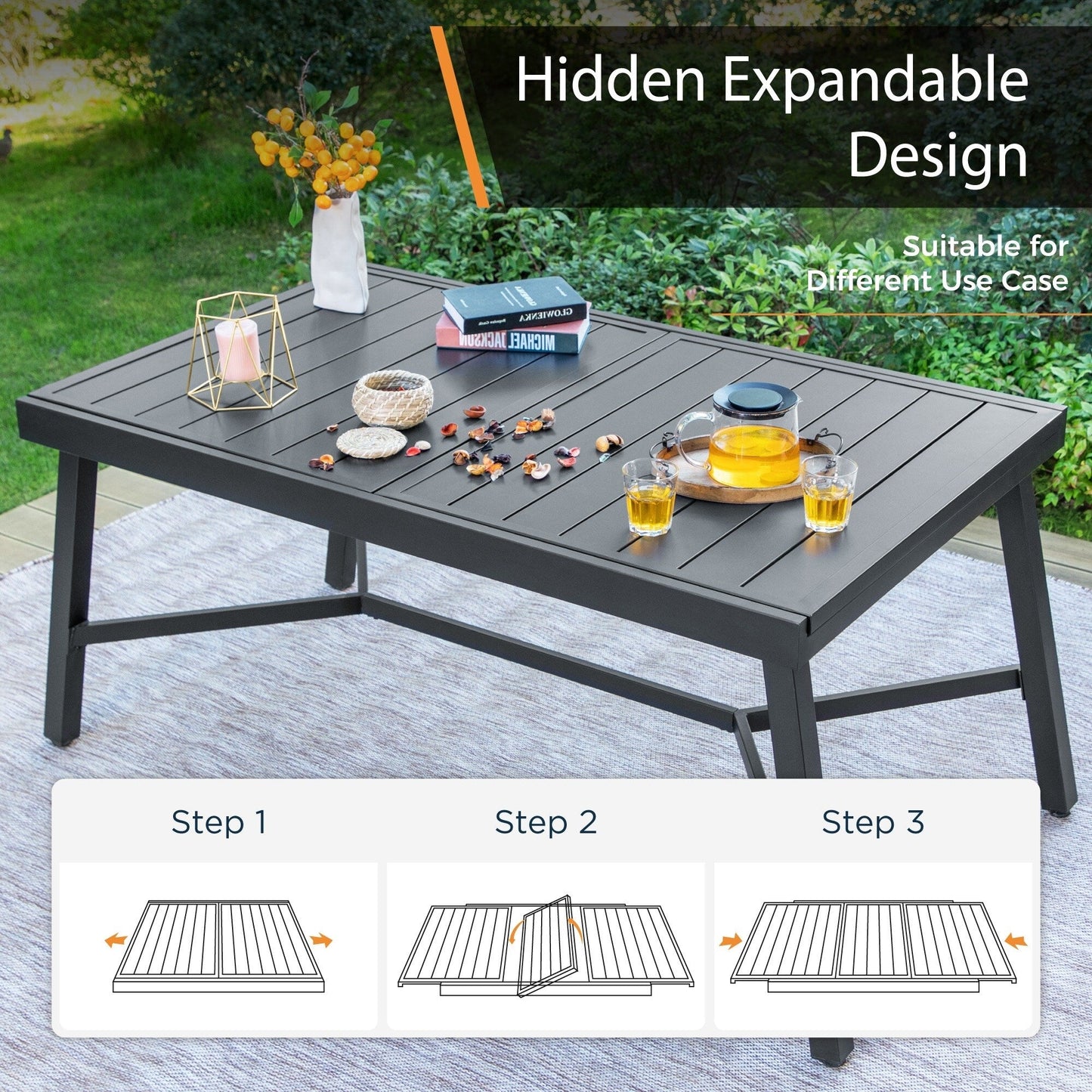 MAISON ARTS 9/7-Piece Patio Dining Set with Rattan Swivel Chairs and a Expandable Dining Table