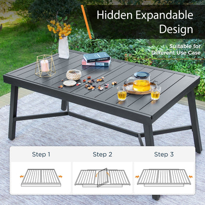 MAISON ARTS 9/7-Piece Patio Dining Set with Rattan Swivel Chairs and a Expandable Dining Table