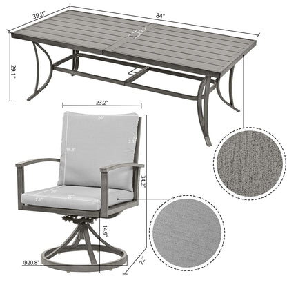 9-Piece Aluminum Patio Dining Set with 8 Swivel Dining Chairs and Washable Cushions