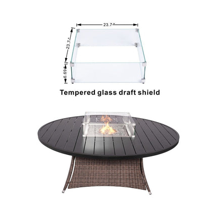 9-Piece Ellington Outdoor Wicker Round Firepit Dining Set - N/A