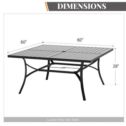 MAISON ARTS 9-Piece Patio Dining Set, 60 Inch Square Metal Table and 8 Swivel Dining Chairs