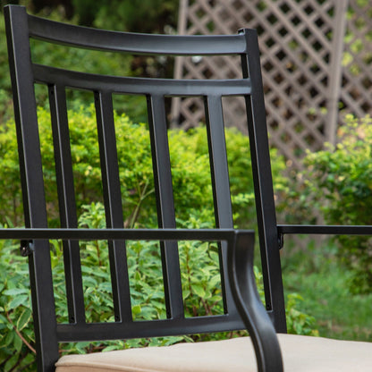 MAISON ARTS 9-Piece Patio Dining Set, 60 Inch Square Metal Table and 8 Swivel Dining Chairs