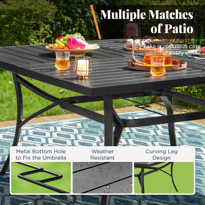 MAISON ARTS 9-Piece Patio Dining Set, 60 Inch Square Metal Table and 8 Swivel Dining Chairs