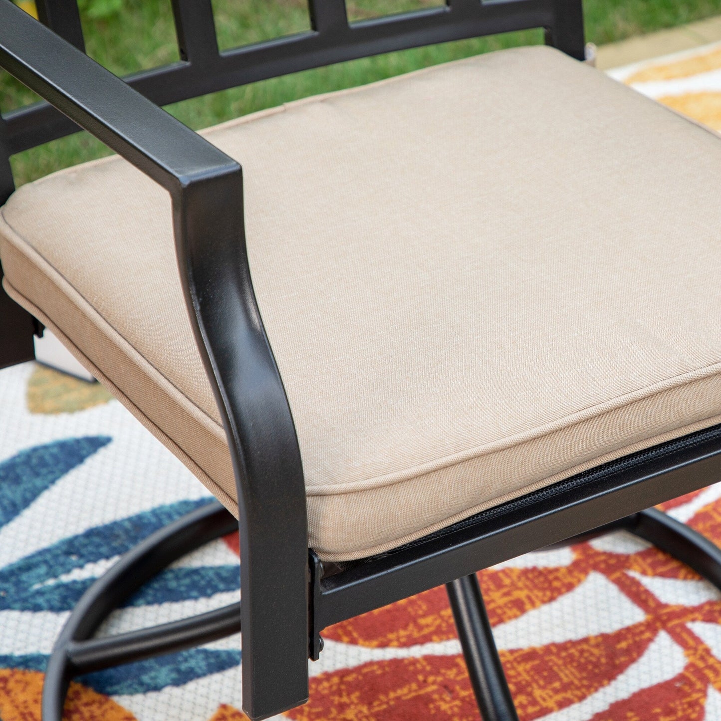 MAISON ARTS 9-Piece Patio Dining Set, 60 Inch Square Metal Table and 8 Swivel Dining Chairs