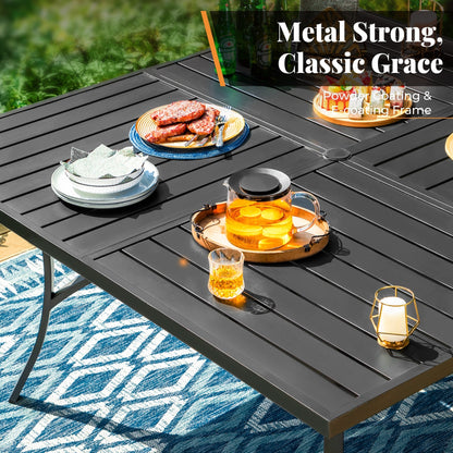 MAISON ARTS 9-Piece Patio Dining Set, 60 Inch Square Metal Table and 8 Swivel Dining Chairs