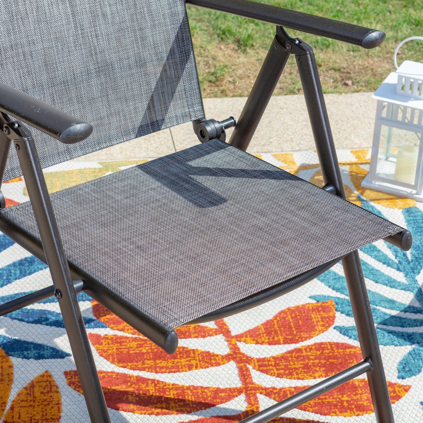 9-Piece Patio Dining Set, Metal Table and Foldable Sling Dining Chairs with 7 Levels Adjustable