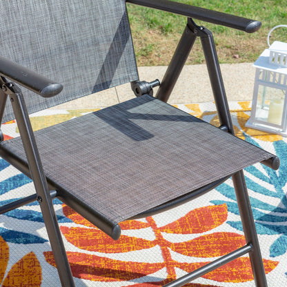 9-Piece Patio Dining Set, Metal Table and Foldable Sling Dining Chairs with 7 Levels Adjustable