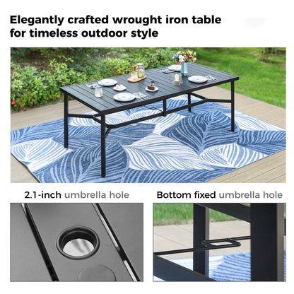 9-Piece Patio Dining Set, Metal Table and Foldable Sling Dining Chairs with 7 Levels Adjustable