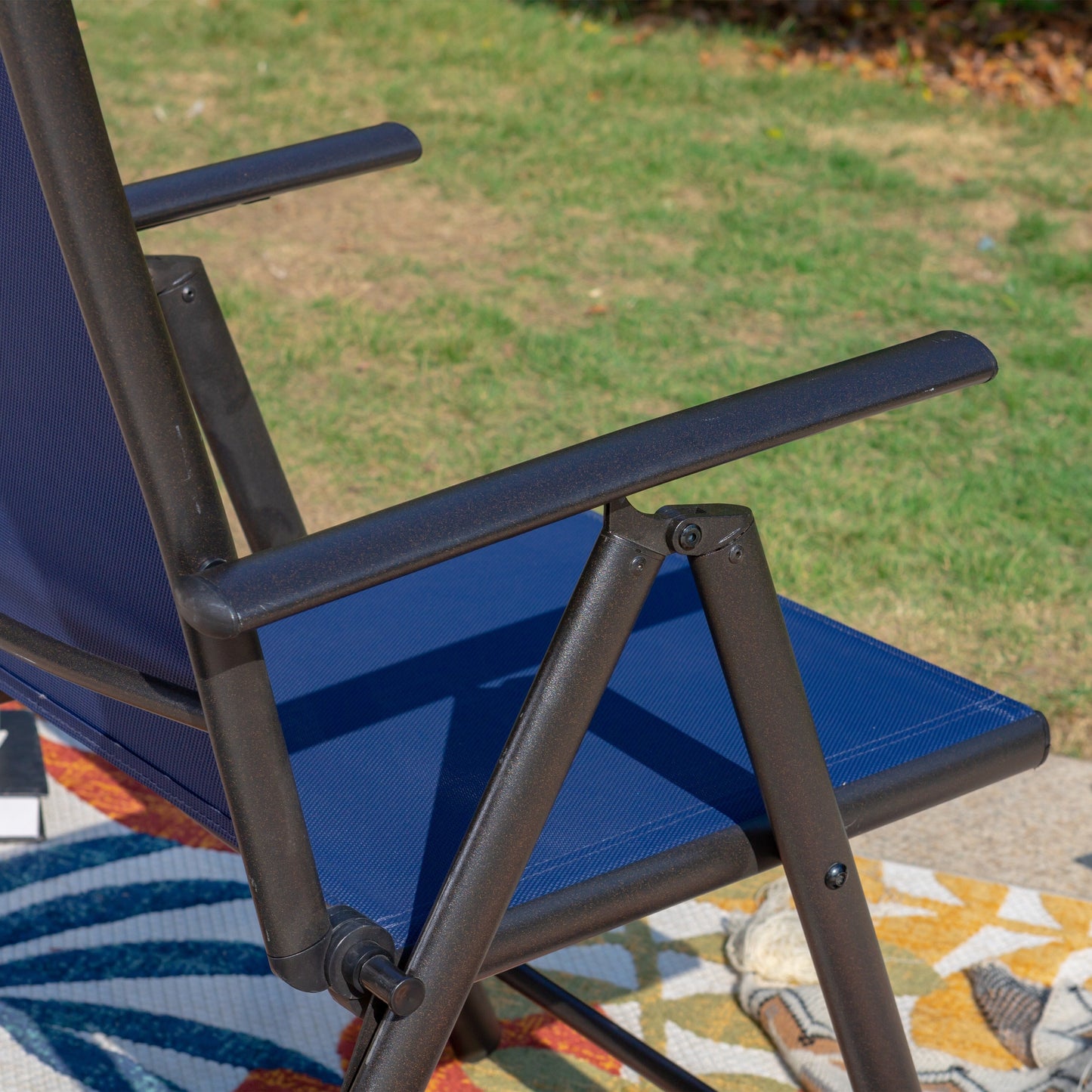 9-Piece Patio Dining Set, Metal Table and Foldable Sling Dining Chairs with 7 Levels Adjustable