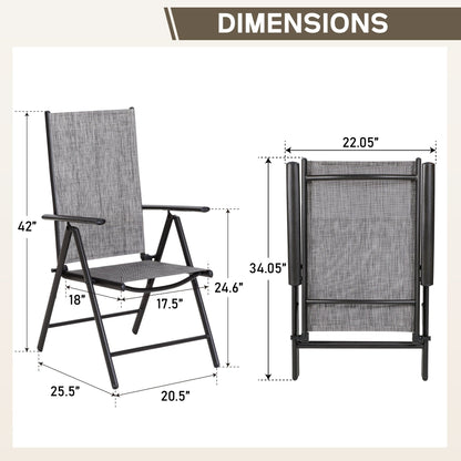 9-Piece Patio Dining Set, Metal Table and Foldable Sling Dining Chairs with 7 Levels Adjustable