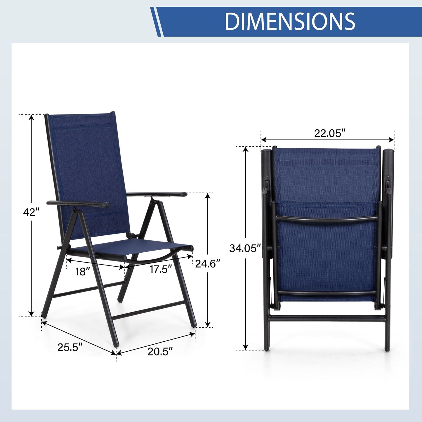 9-Piece Patio Dining Set, Metal Table and Foldable Sling Dining Chairs with 7 Levels Adjustable