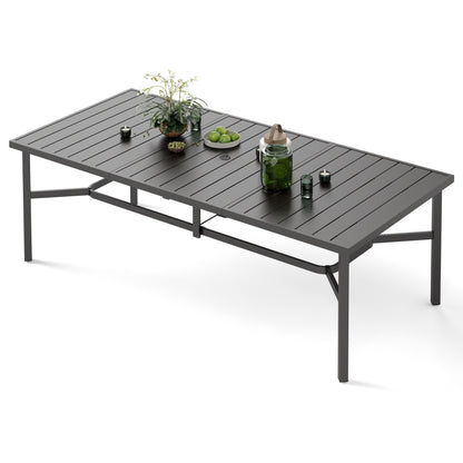 9-Piece Patio Dining Set, Metal Table and Foldable Sling Dining Chairs with 7 Levels Adjustable