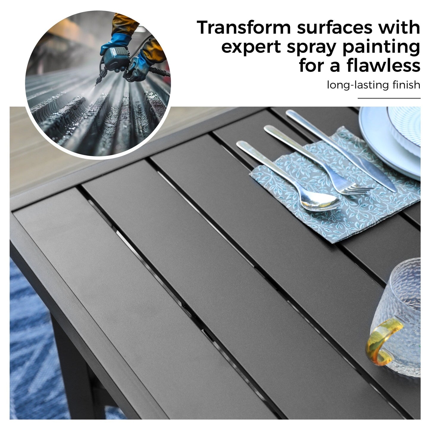 9-Piece Patio Dining Set, Metal Table and Foldable Sling Dining Chairs with 7 Levels Adjustable