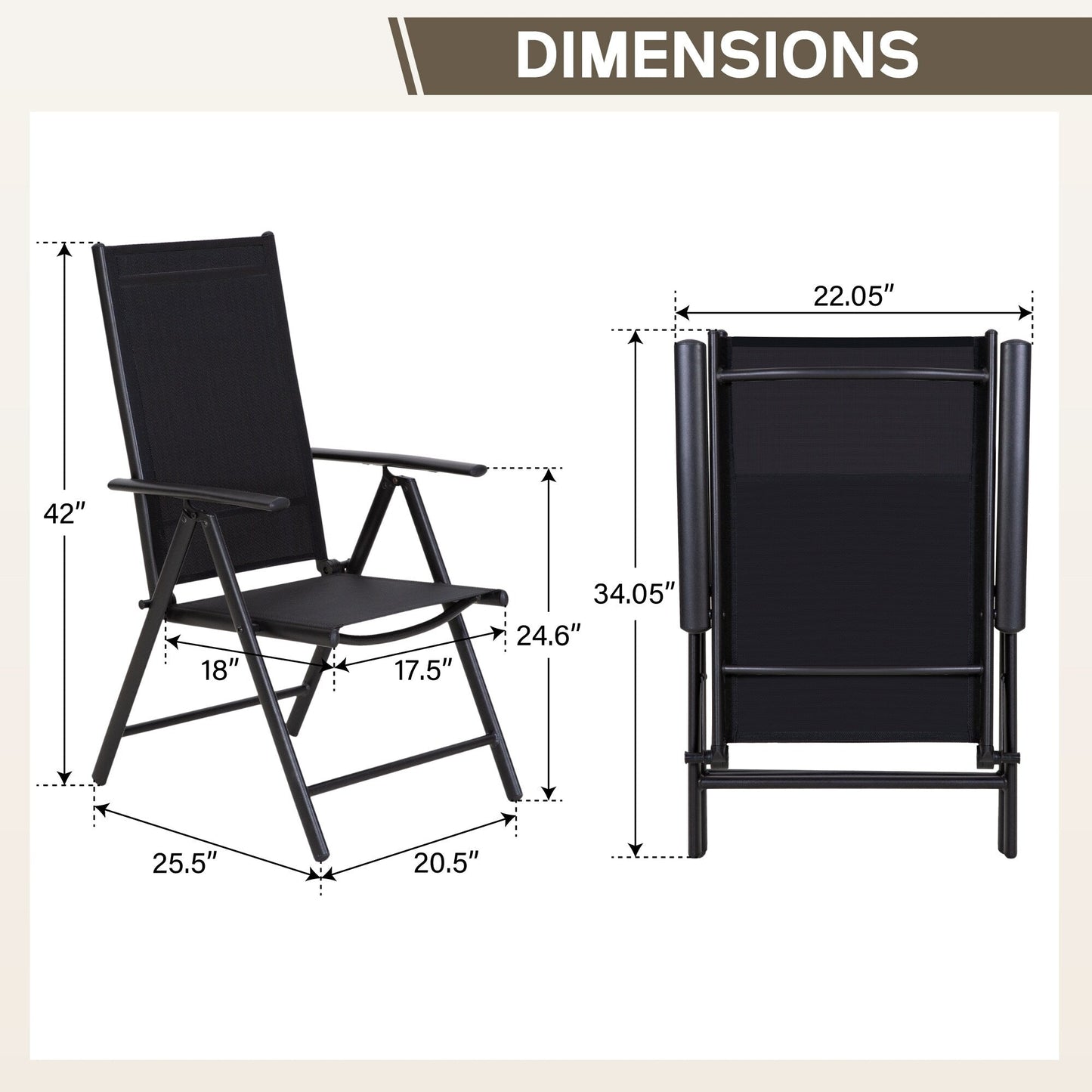 9-Piece Patio Dining Set, Metal Table and Foldable Sling Dining Chairs with 7 Levels Adjustable