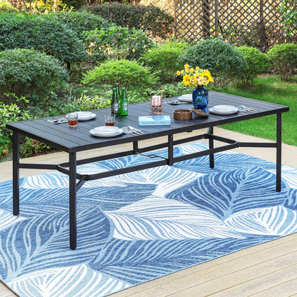9-Piece Patio Dining Set, Metal Table and Foldable Sling Dining Chairs with 7 Levels Adjustable