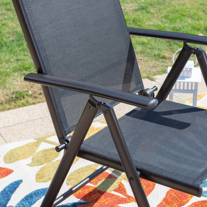 9-Piece Patio Dining Set, Metal Table and Foldable Sling Dining Chairs with 7 Levels Adjustable