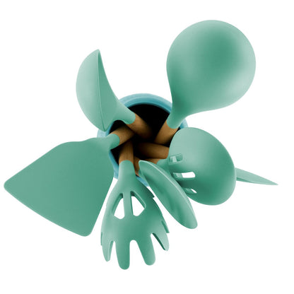 9 Piece Silicone and Wood Cooking Utensils in Turquoise