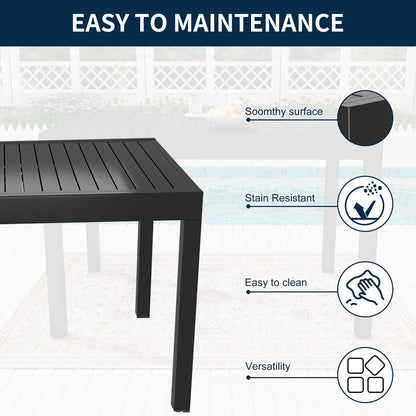 9 Pieces Outdoor Dining Set with Extendable Dining Table