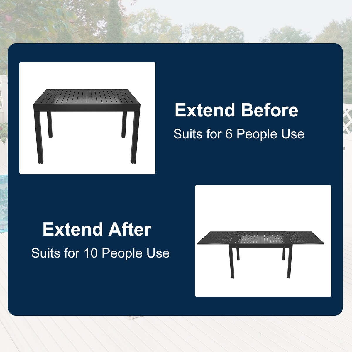 9 Pieces Outdoor Dining Set with Extendable Dining Table