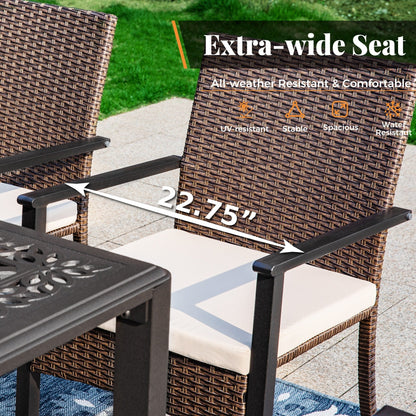 9 Pieces Patio Dining Set Outdoor Rattan Wicker Dining Furniture Set with Umbrella Hole