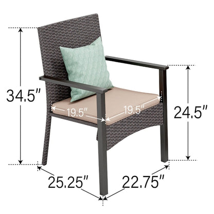 9 Pieces Patio Dining Set Outdoor Rattan Wicker Dining Furniture Set with Umbrella Hole
