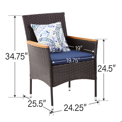 9 Pieces Patio Dining Set Outdoor Rattan Wicker Dining Furniture Set with Umbrella Hole