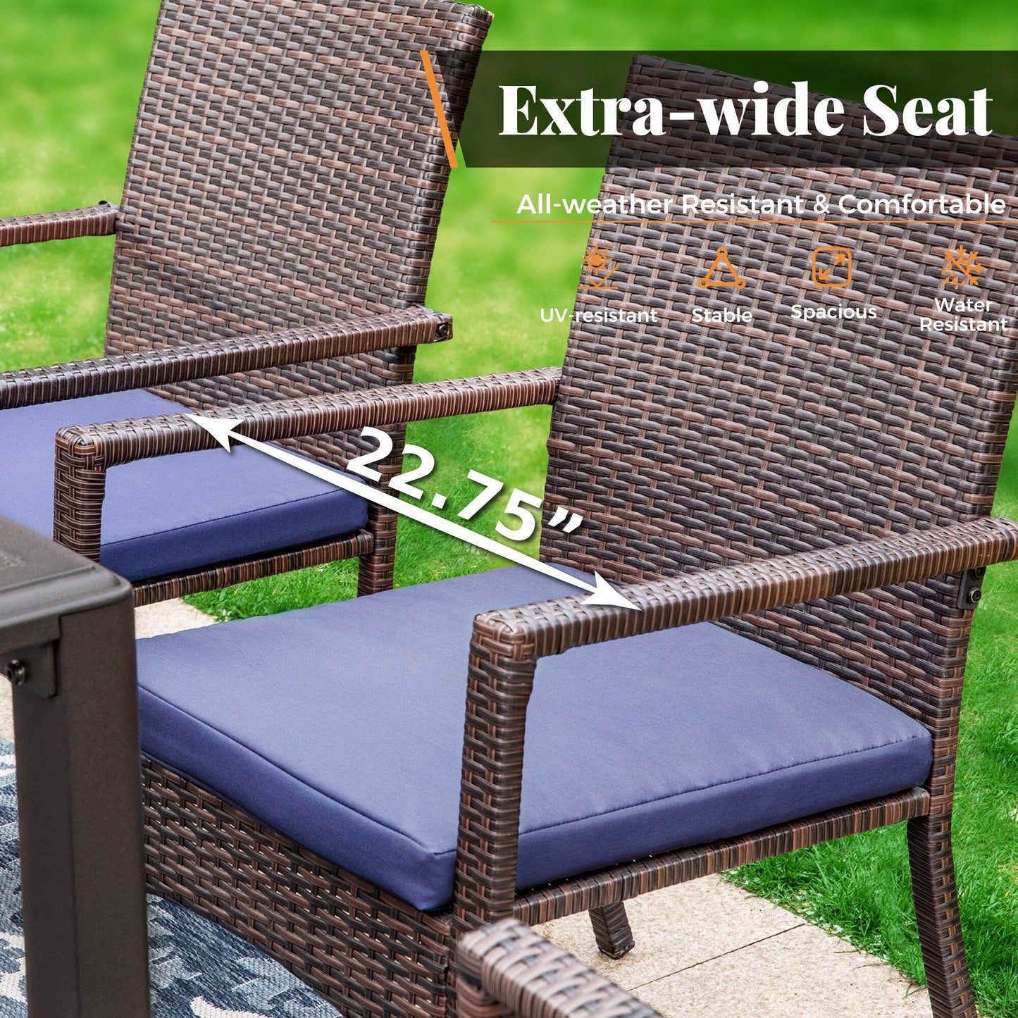 9 Pieces Patio Dining Set Outdoor Rattan Wicker Dining Furniture Set with Umbrella Hole