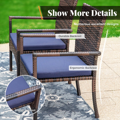 9 Pieces Patio Dining Set Outdoor Rattan Wicker Dining Furniture Set with Umbrella Hole