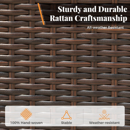9 Pieces Patio Dining Set Outdoor Rattan Wicker Dining Furniture Set with Umbrella Hole