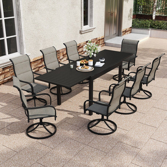 9 Pieces Patio Dining Set with Extendable Dining Table