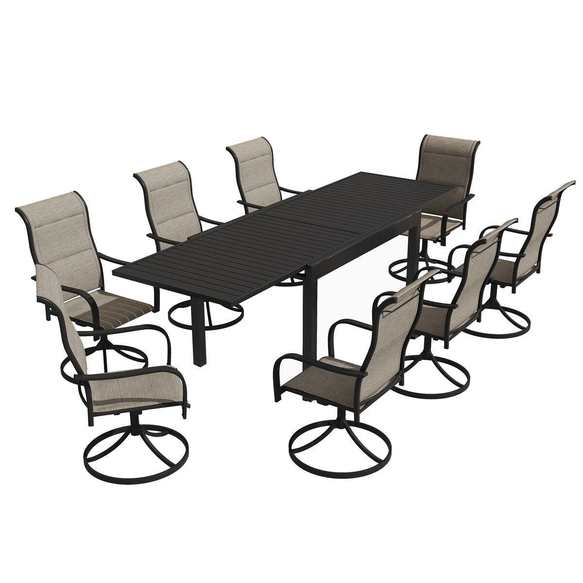 9 Pieces Patio Dining Set with Extendable Dining Table
