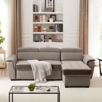 96 Wide Sleeper Sofa Chaise Reversible with Pull-Out Bed