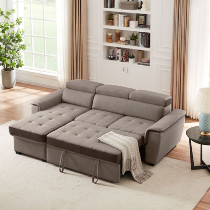 96 Wide Sleeper Sofa Chaise Reversible with Pull-Out Bed