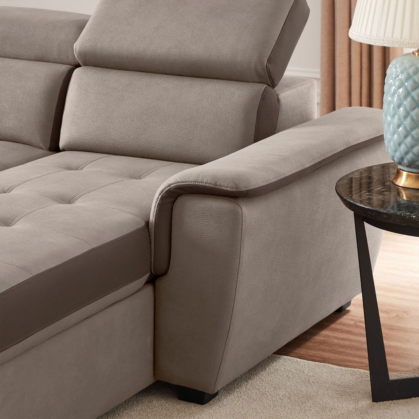 96 Wide Sleeper Sofa Chaise Reversible with Pull-Out Bed
