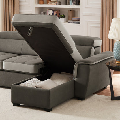 96 Wide Sleeper Sofa Chaise Reversible with Pull-Out Bed