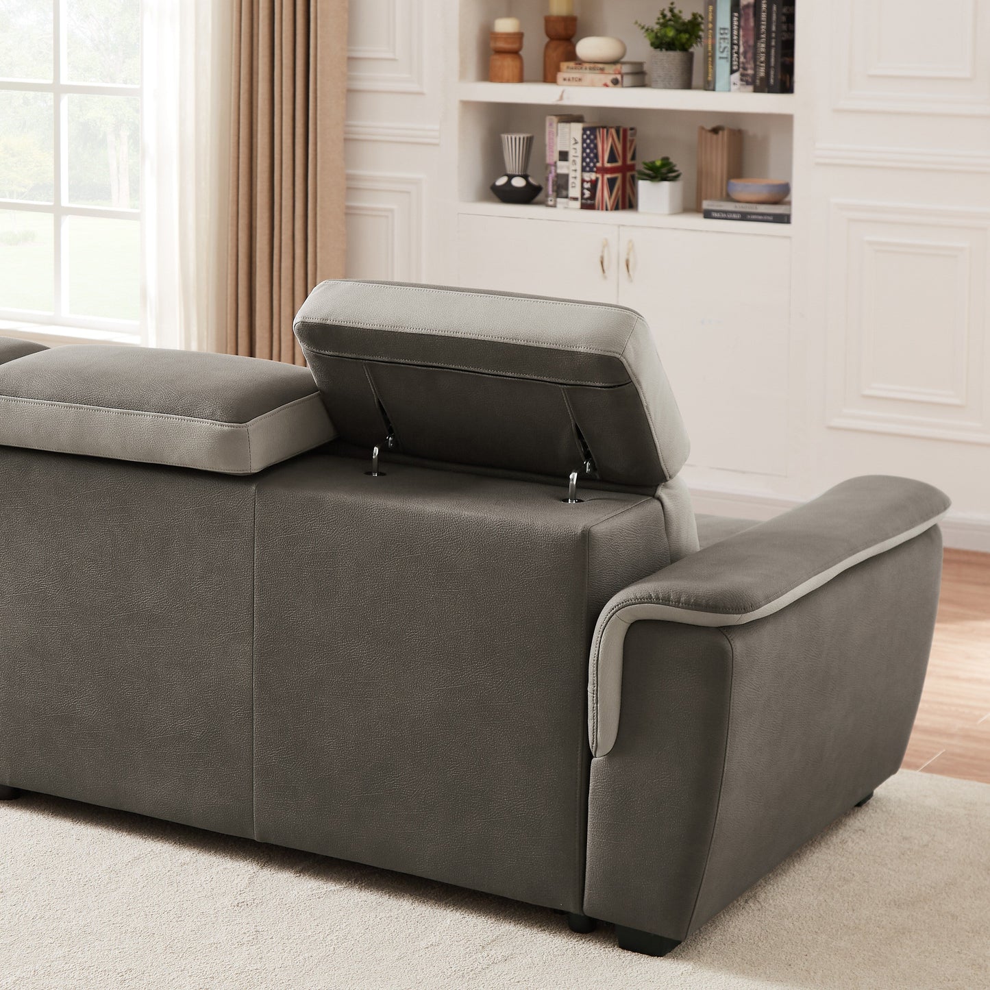 96 Wide Sleeper Sofa Chaise Reversible with Pull-Out Bed