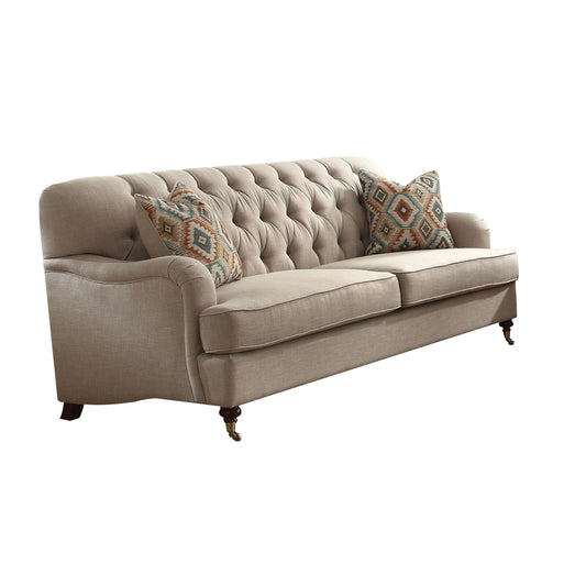 ACME Alianza Sofa (w/2 Pillows) in Beige Fabric
