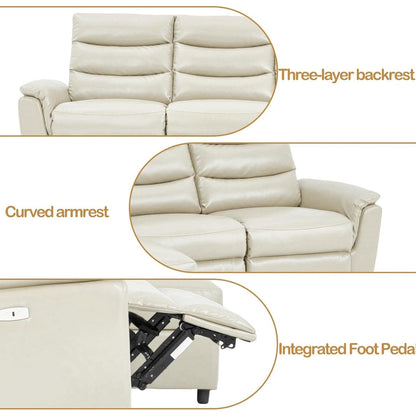 AECOJOY Power Reclining Sectional Sofa, PU Leather Sleep Sofa Bed with Storage Chaise, Adjustable Backrest & Footrest