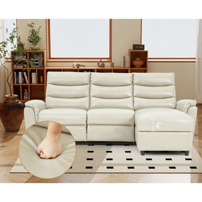 AECOJOY Power Reclining Sectional Sofa, PU Leather Sleep Sofa Bed with Storage Chaise, Adjustable Backrest & Footrest