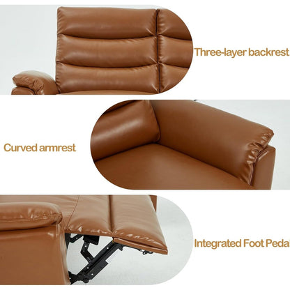 AECOJOY Power Reclining Sectional Sofa, PU Leather Sleep Sofa Bed with Storage Chaise, Adjustable Backrest & Footrest