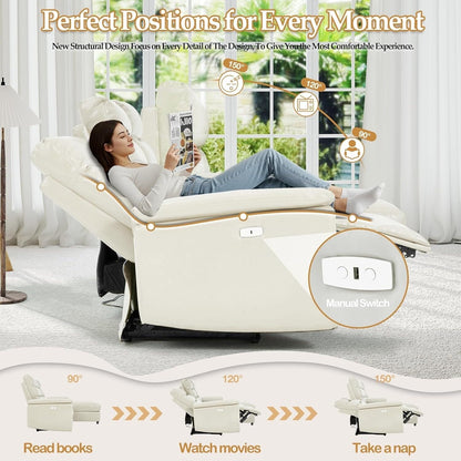 AECOJOY Power Reclining Sectional Sofa, PU Leather Sleep Sofa Bed with Storage Chaise, Adjustable Backrest & Footrest