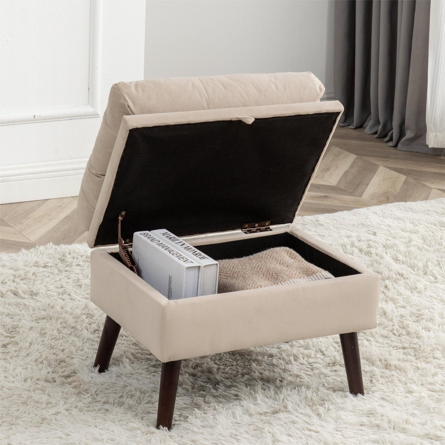 HOMYKA Accent Lounge Chair with Adjustable Backrest Storage Ottoman