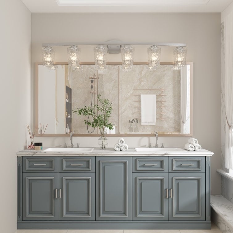 Mid-century Modern 6-light LED Dimmable Bathroom Vanity Light with Art Glass - 51 inches