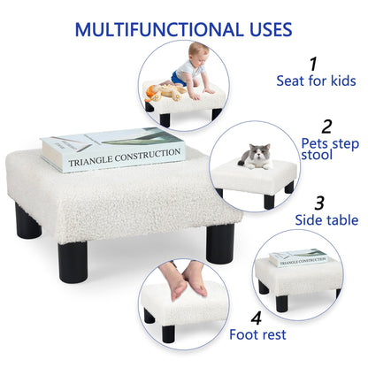 Adeco Ottoman Upholstered Fabric Footrest Pet Steps Dog Stair Stool