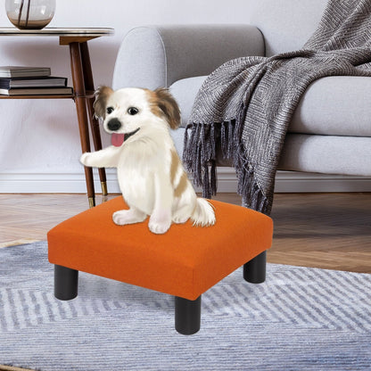 Adeco Ottoman Upholstered Fabric Footrest Pet Steps Dog Stair Stool