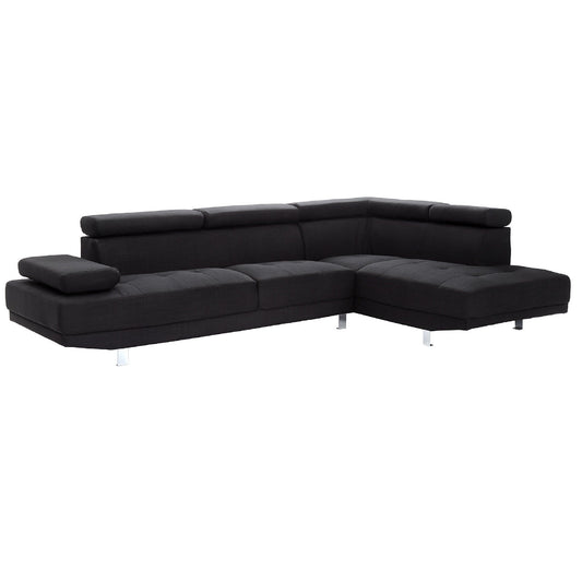 Adjustable Twill L Shape Sectional Sofa - 109 - Black